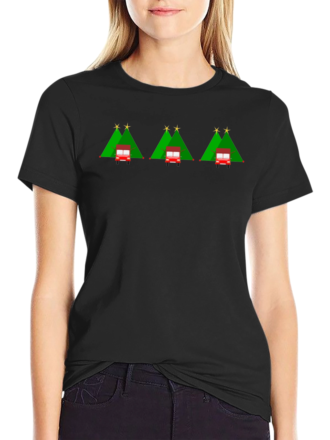 Festive Holiday Christmas Trees and Truck T-Shirt