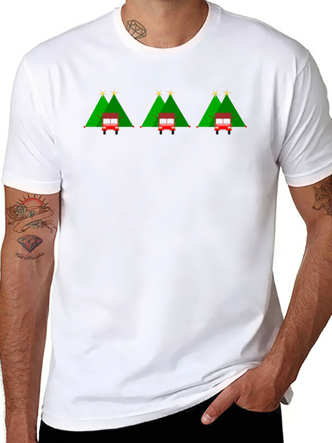 Festive Holiday Christmas Trees and Truck T-Shirt