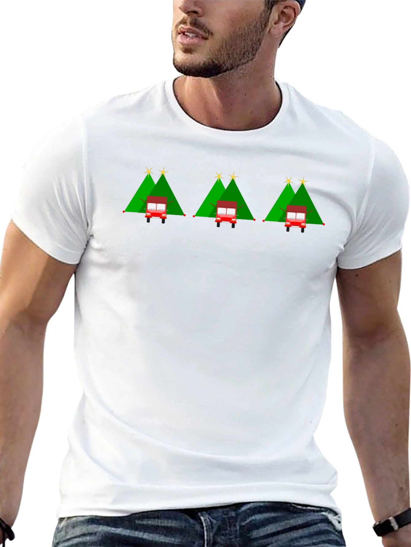 Festive Holiday Christmas Trees and Truck T-Shirt
