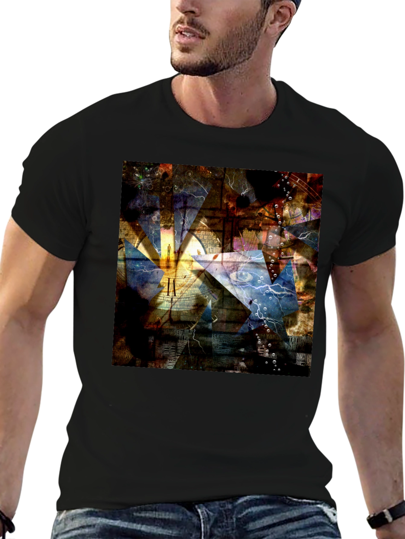 Abstract Art Graphic Print Black T-Shirt