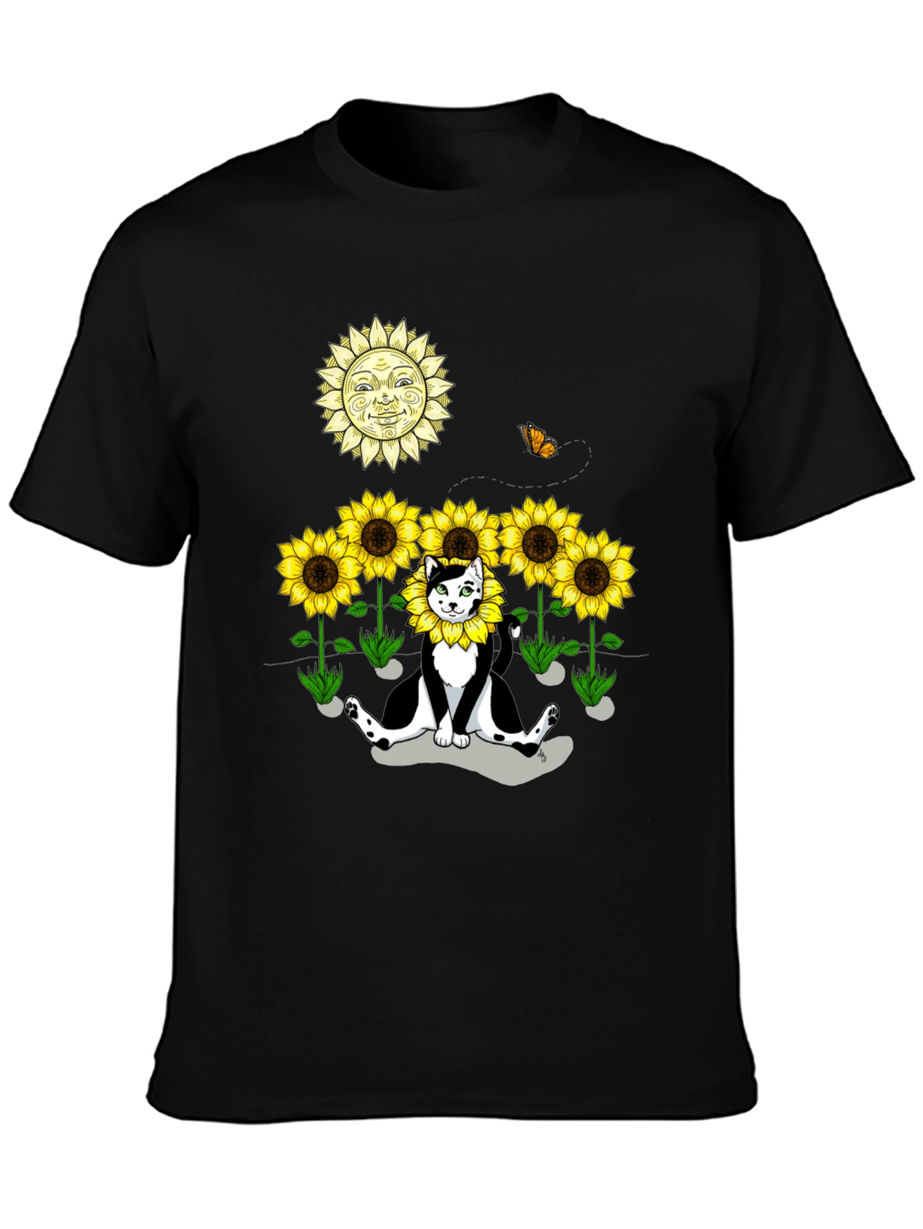 Sunflower Cat Graphic Tee