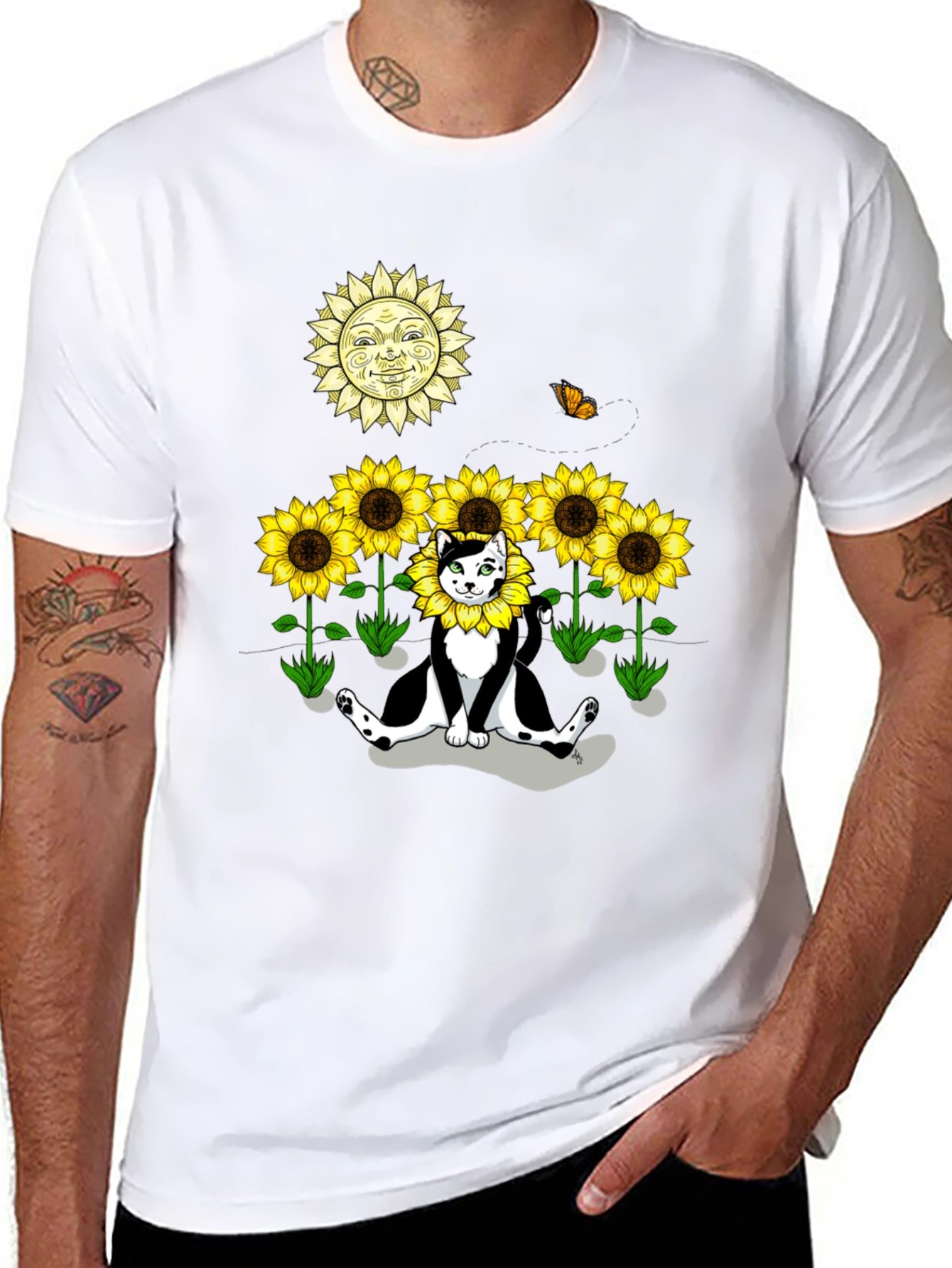 Sunflower Cat Graphic Tee