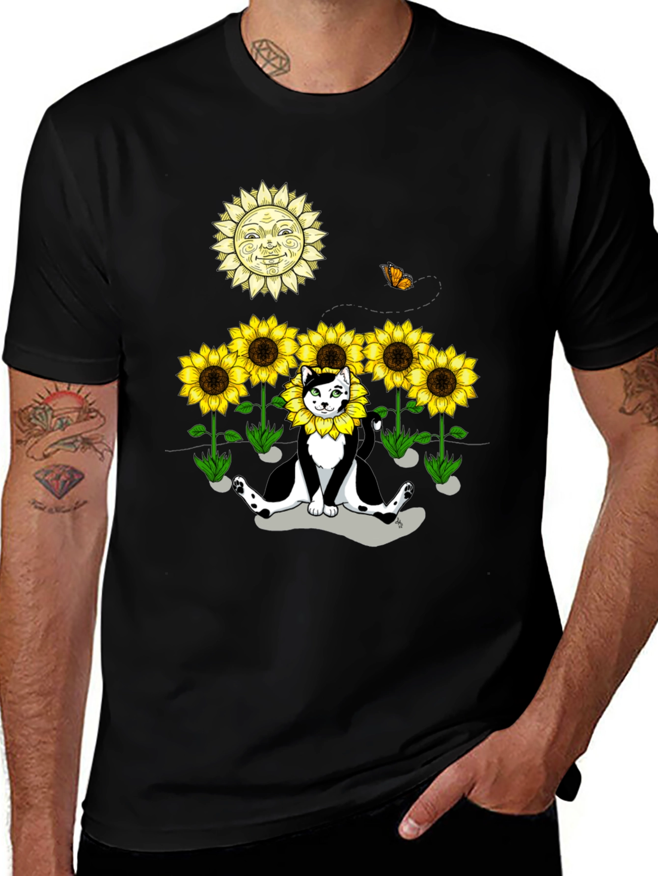 Sunflower Cat Graphic Tee