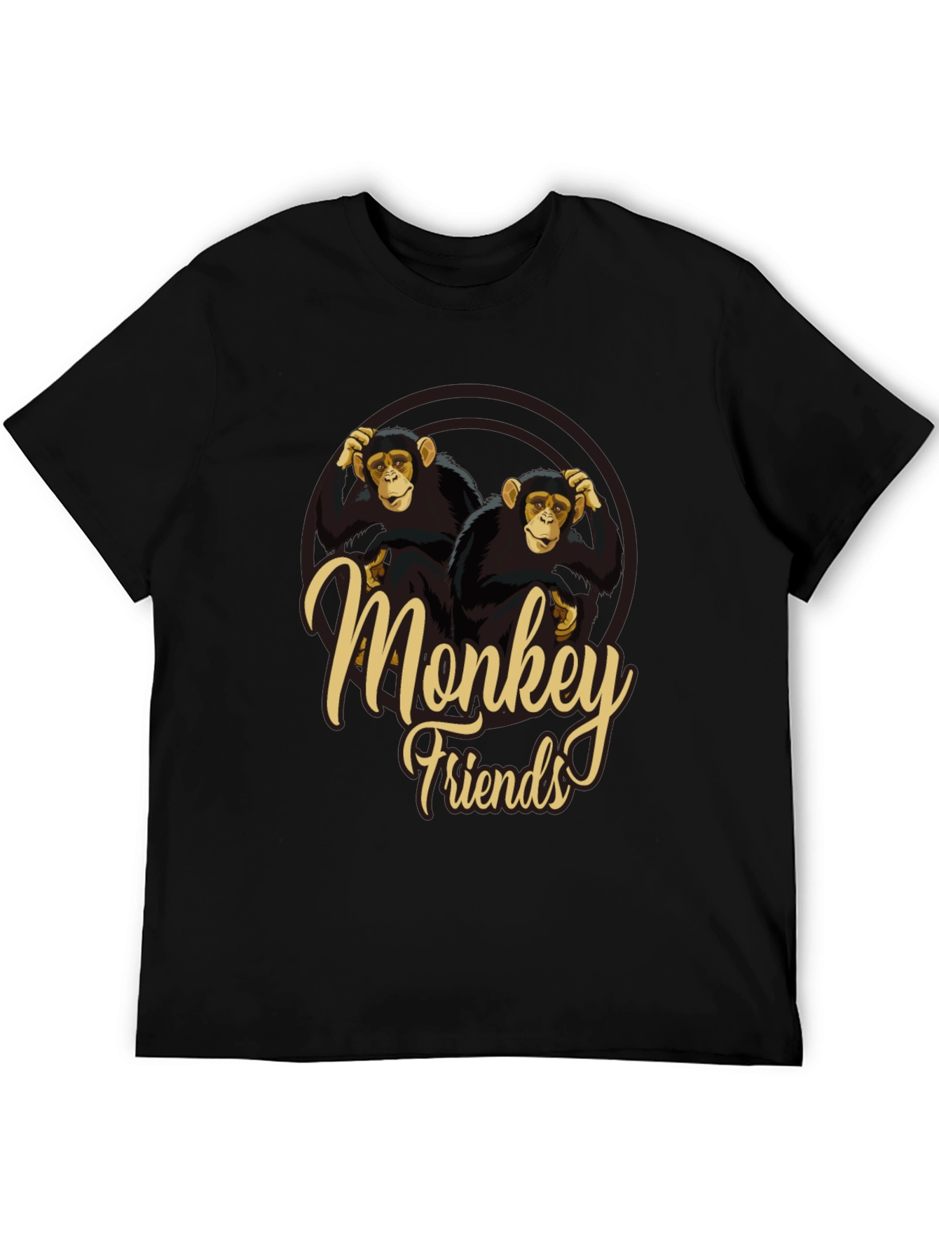 Monkey Friends Graphic T-Shirt Crew Neck Soft Fabric
