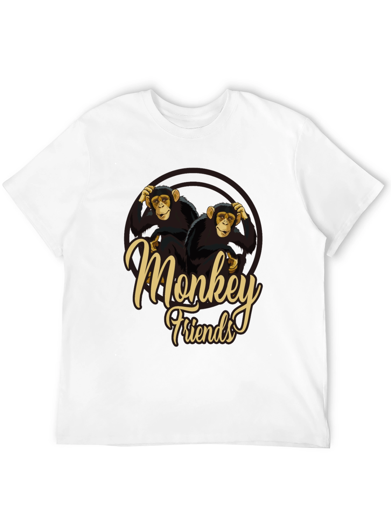 Monkey Friends Graphic T-Shirt Crew Neck Soft Fabric