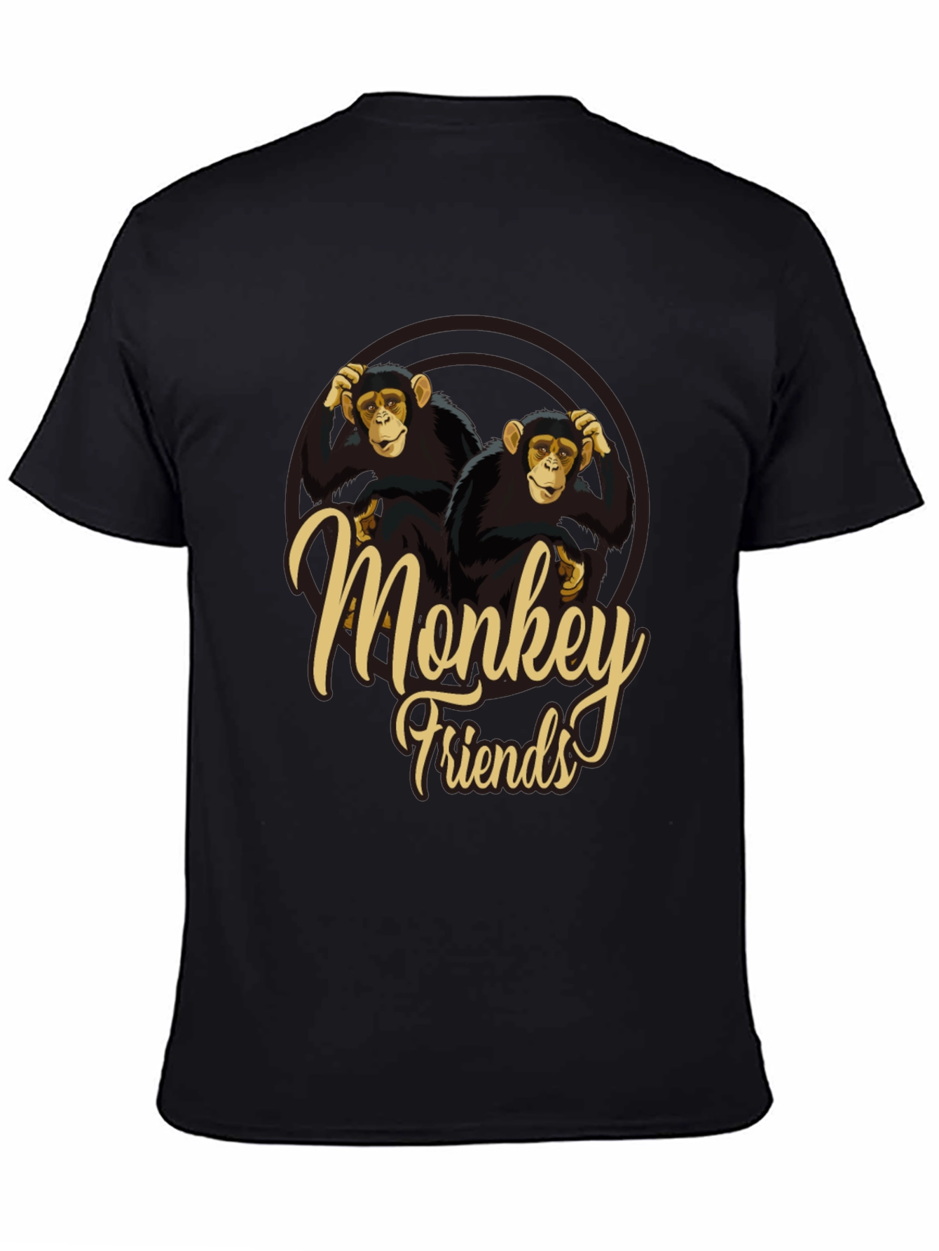 Monkey Friends Graphic T-Shirt Crew Neck Soft Fabric