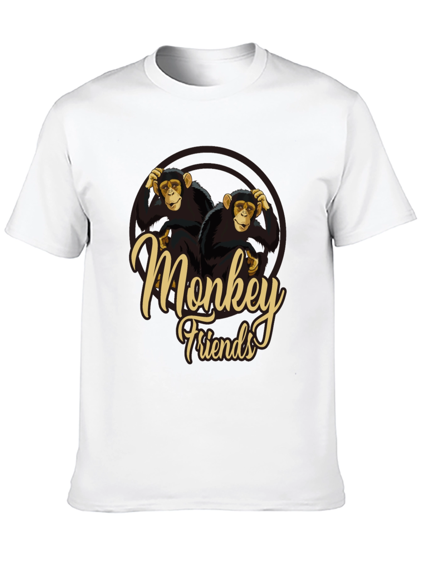 Monkey Friends Graphic T-Shirt Crew Neck Soft Fabric