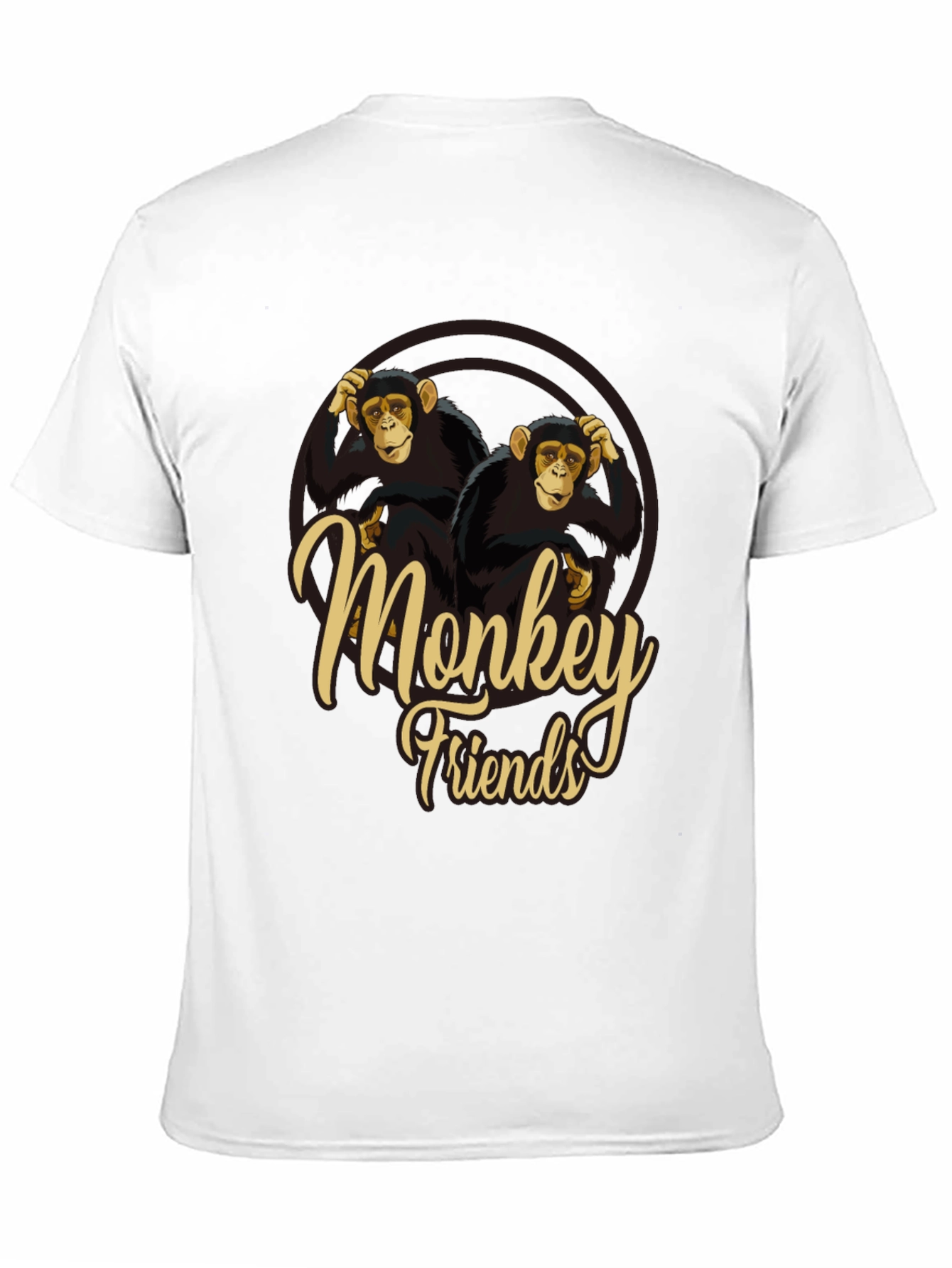Monkey Friends Graphic T-Shirt Crew Neck Soft Fabric