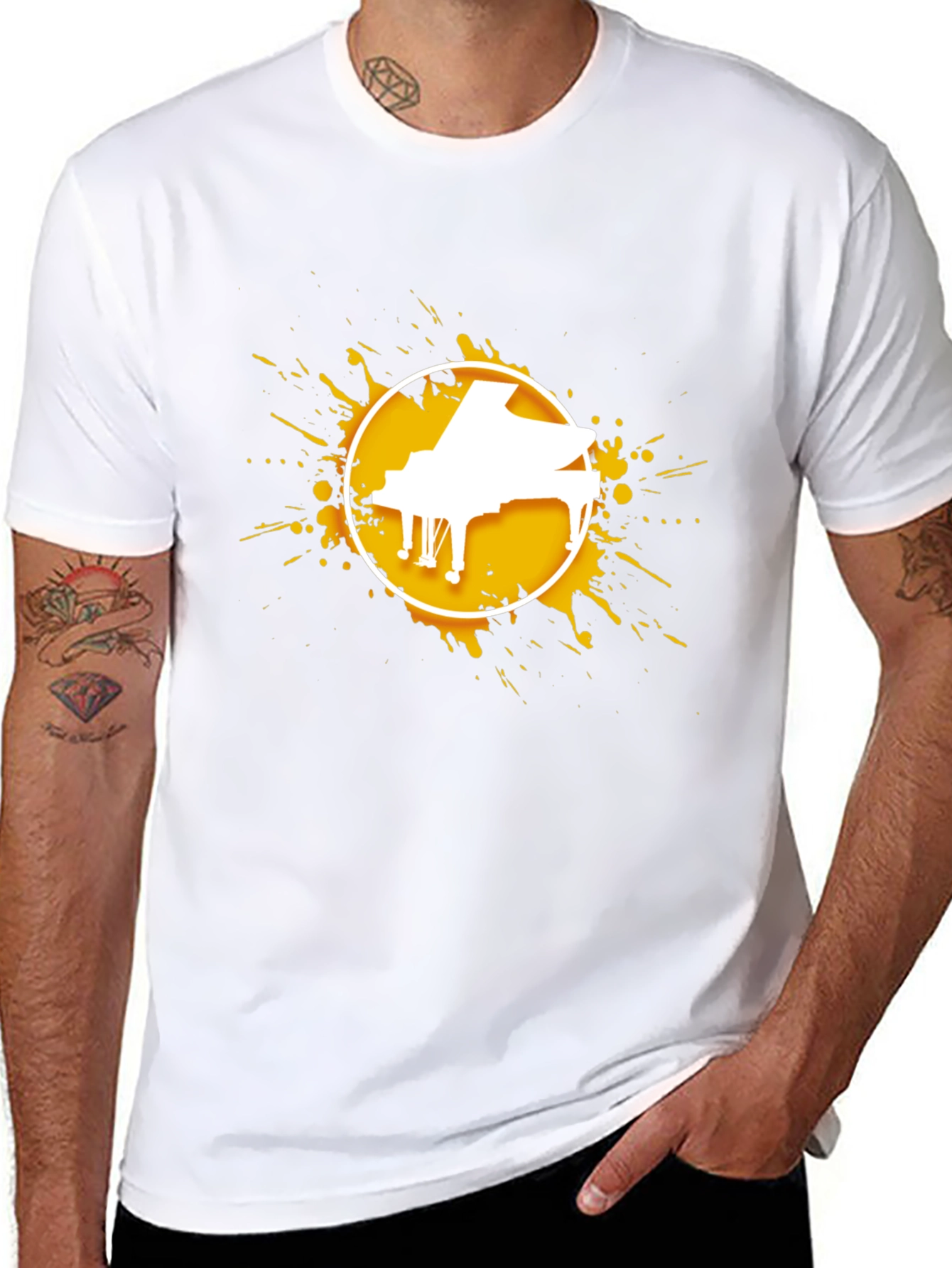 Piano Splash Graphic Tee - Music Lovers Shirt