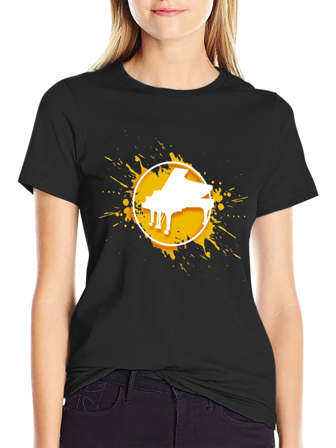 Piano Splash Graphic Tee - Music Lovers Shirt