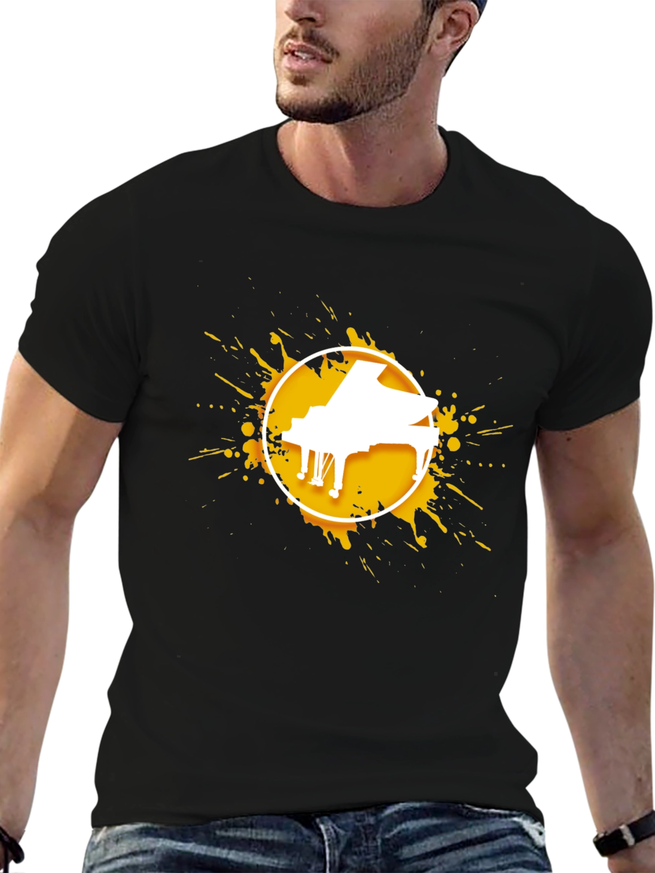 Piano Splash Graphic Tee - Music Lovers Shirt