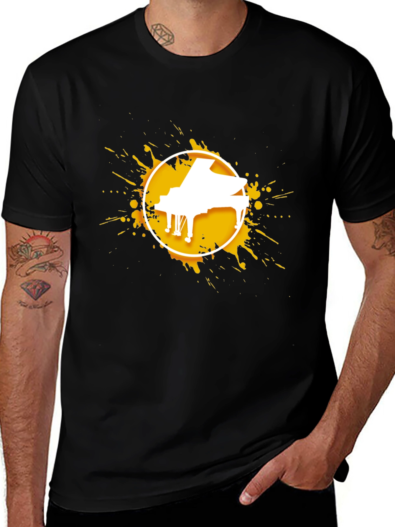 Piano Splash Graphic Tee - Music Lovers Shirt