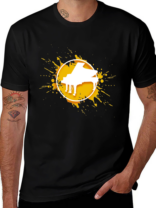 Piano Splash Graphic Tee - Music Lovers Shirt