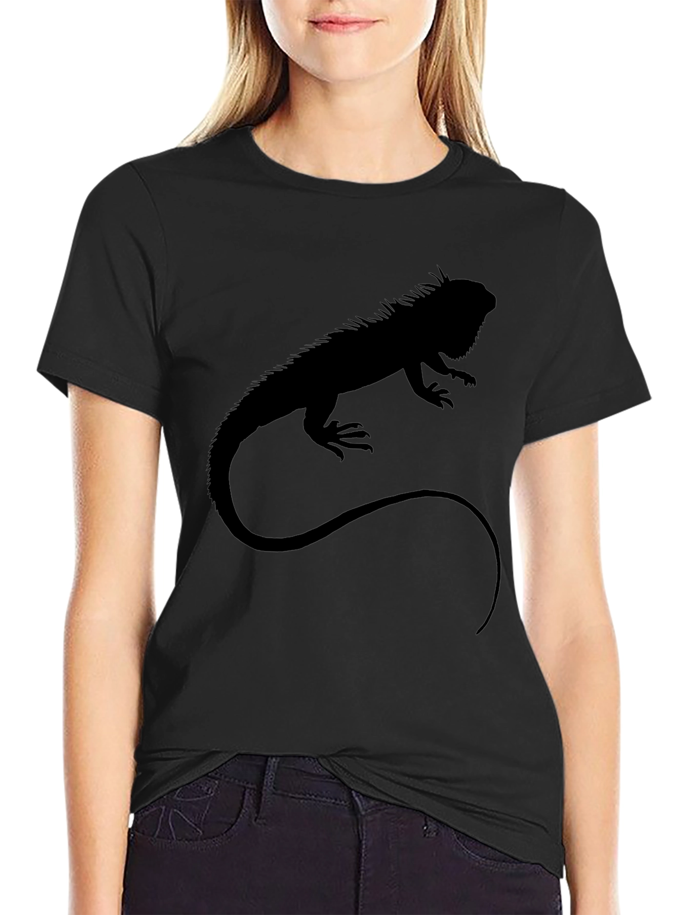 Iguana Silhouette T-Shirt - Black Graphic Tee