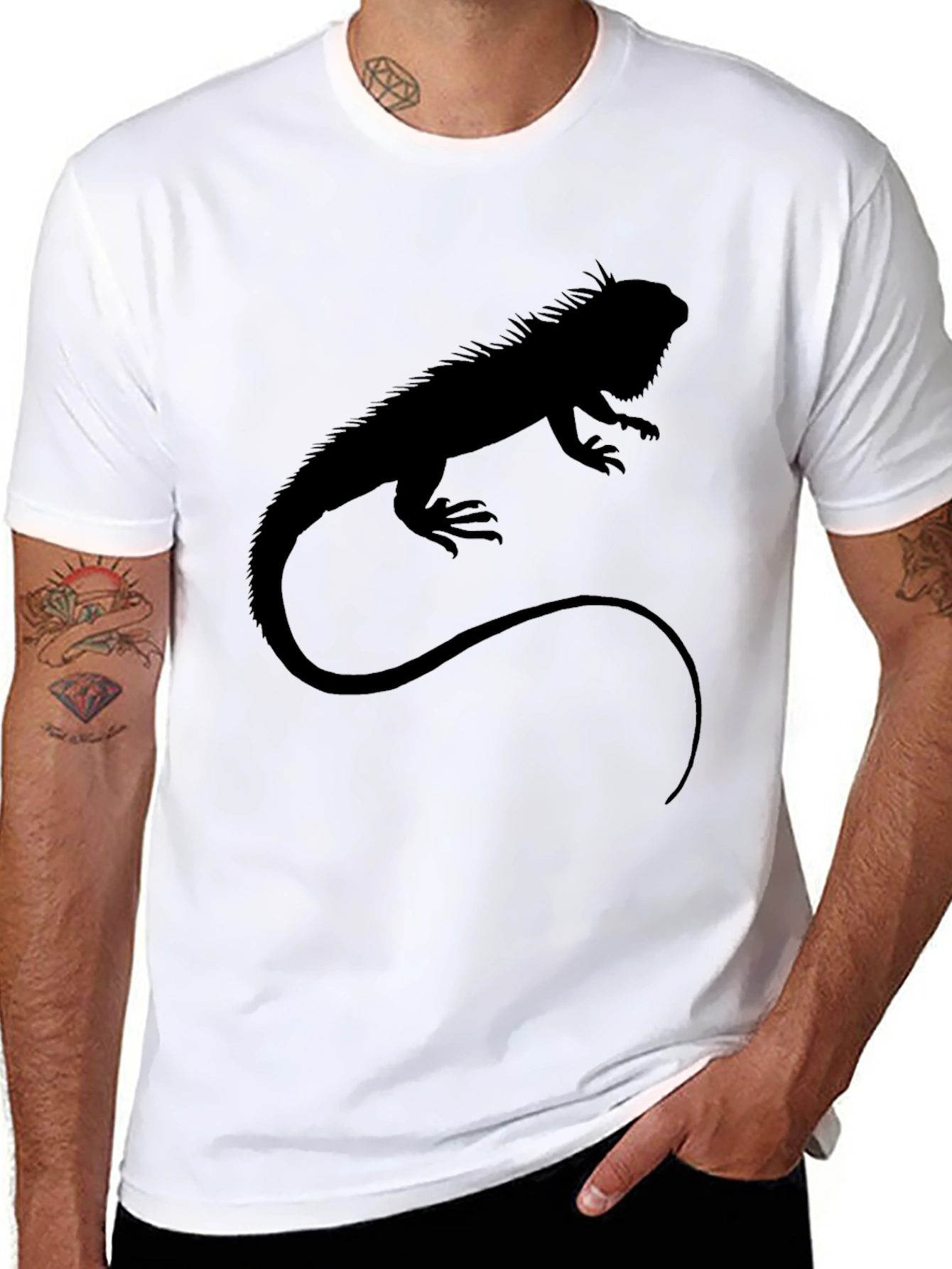 Iguana Silhouette T-Shirt - Black Graphic Tee