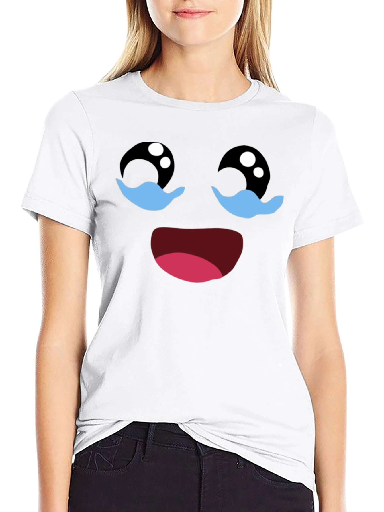 Crying Laughing Face Graphic T-Shirt