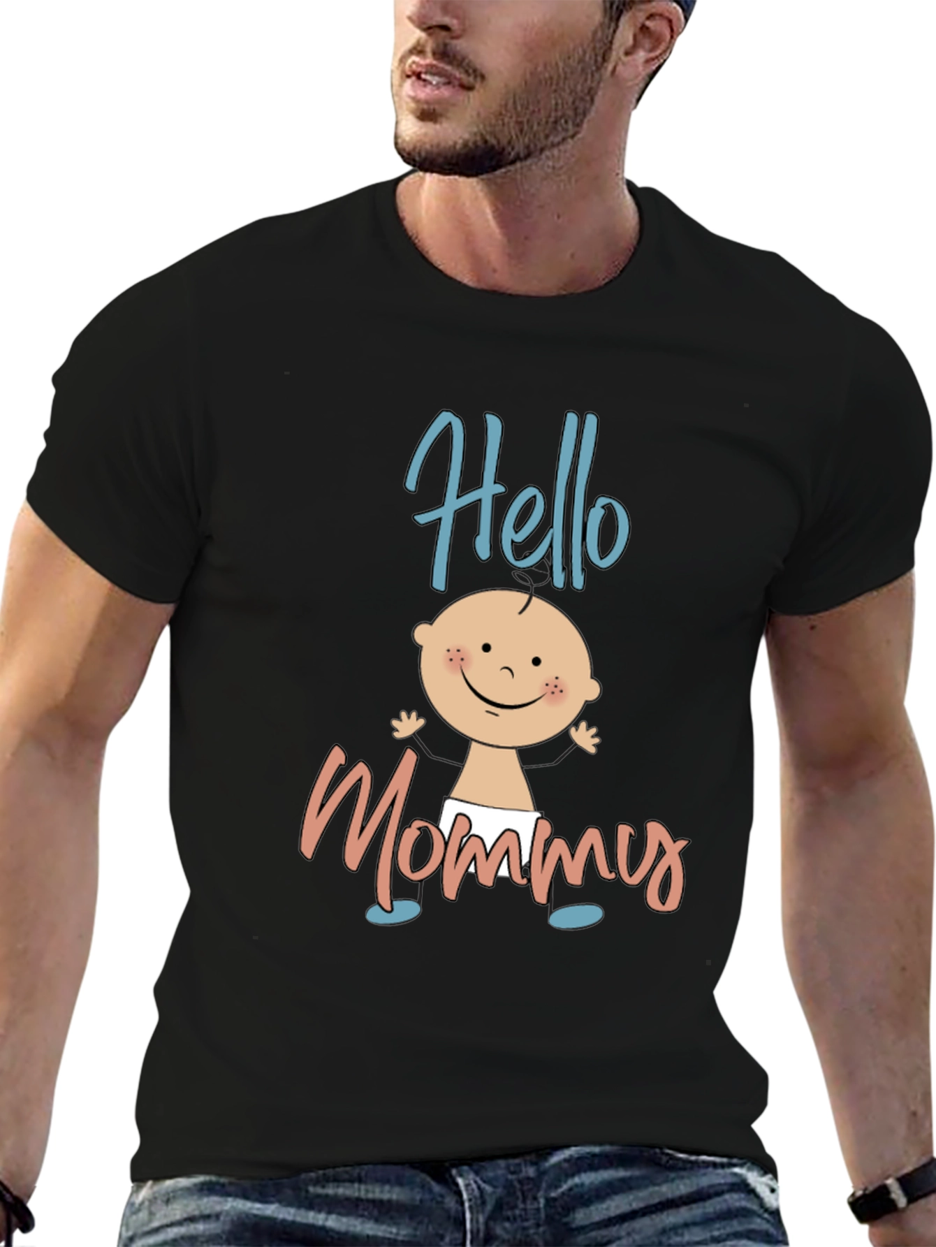 Hello Mommy Black T-Shirt