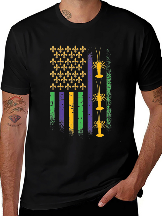 Mardi Gras Crawfish Flag T-Shirt