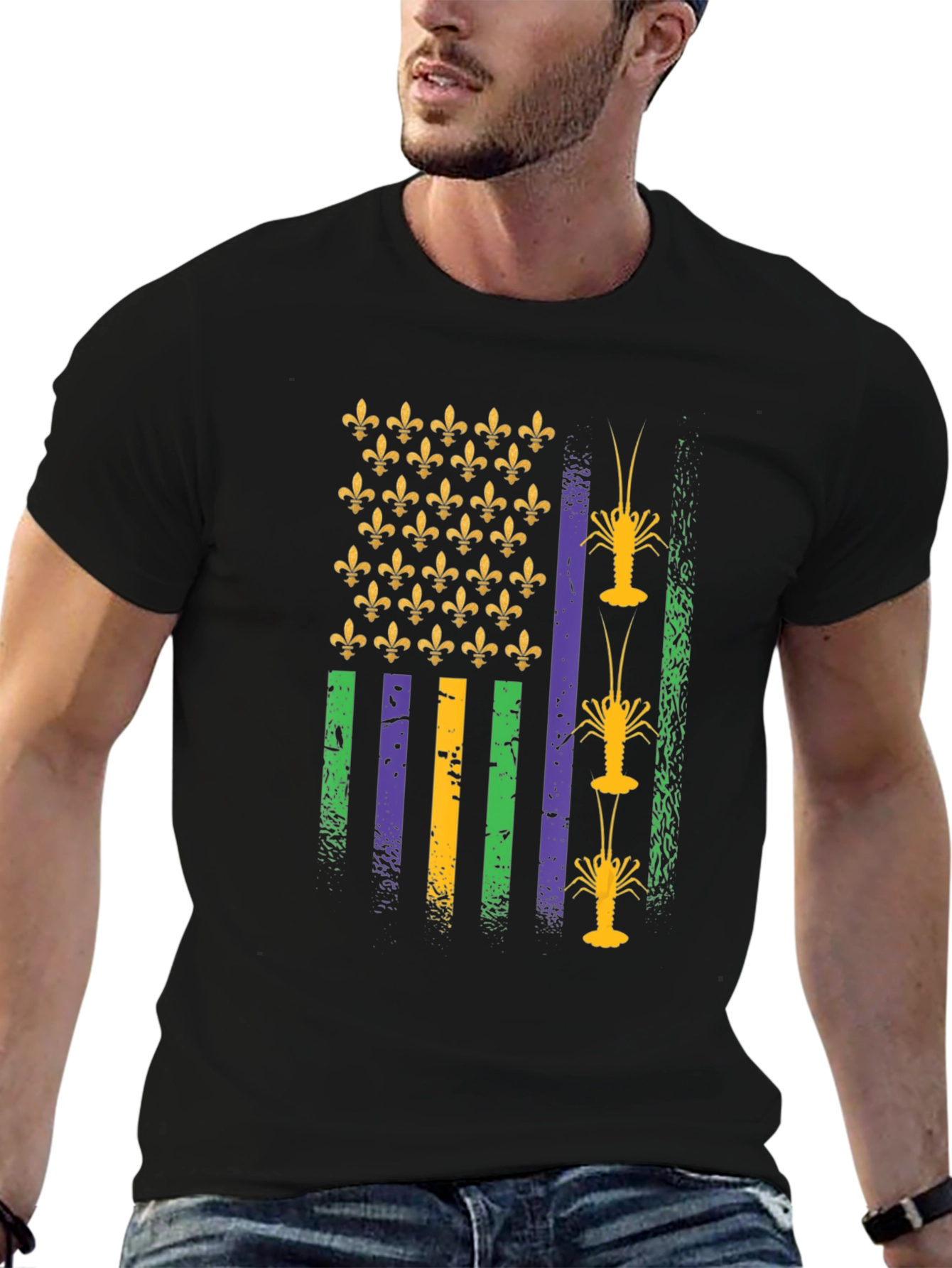 Mardi Gras Crawfish Flag T-Shirt