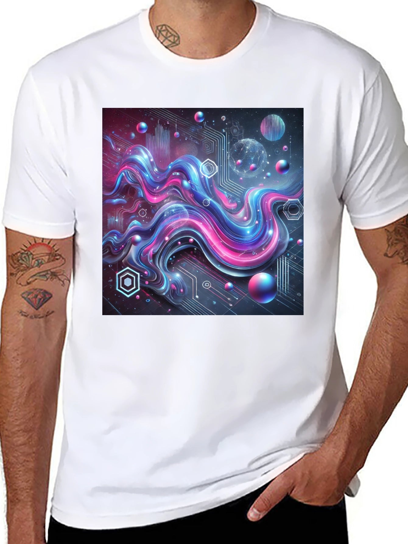 Tech Wave Graphic Tee - Mens Black T-Shirt