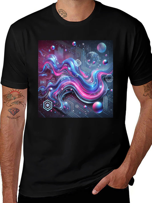 Tech Wave Graphic Tee - Mens Black T-Shirt