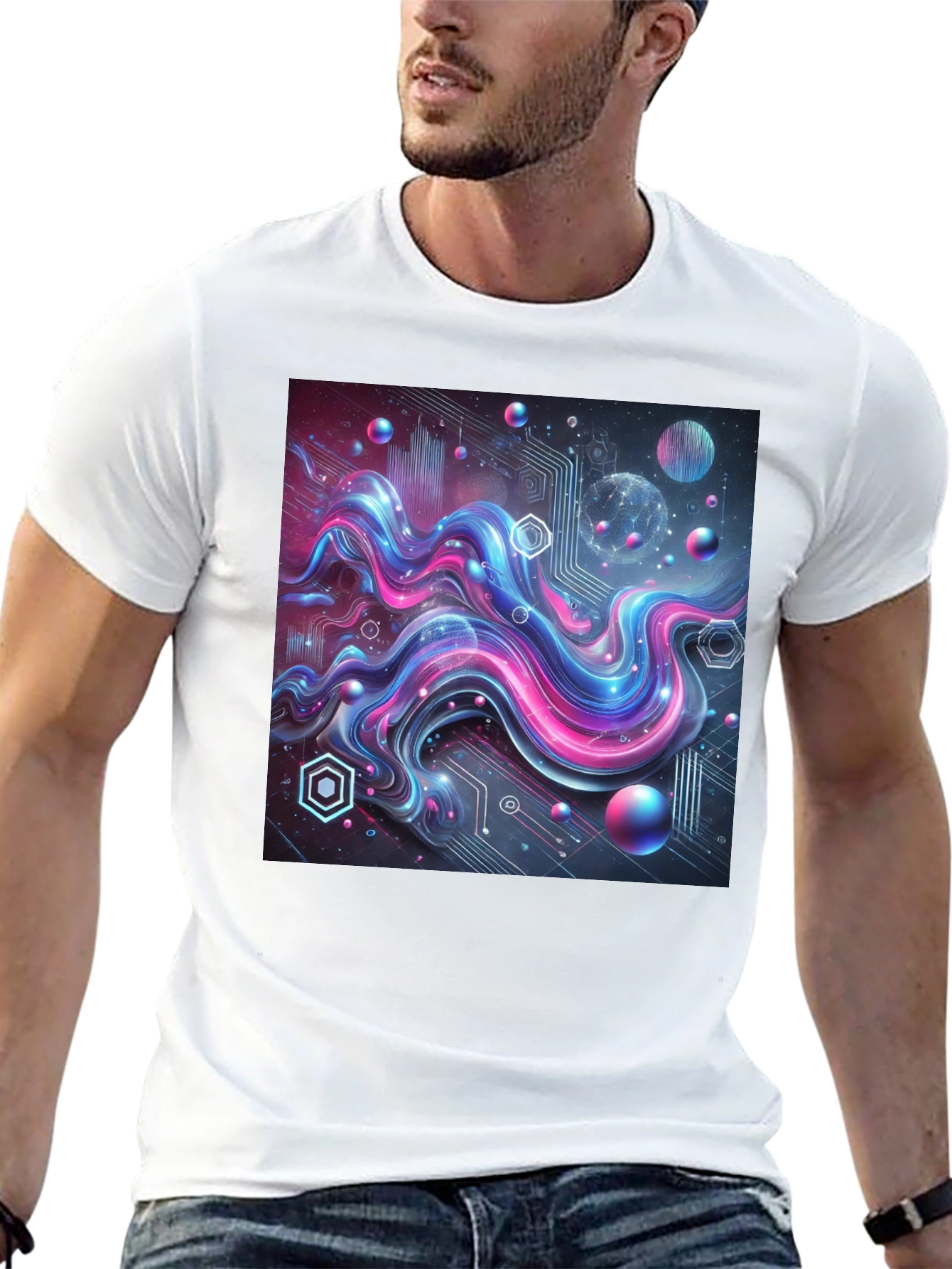 Tech Wave Graphic Tee - Mens Black T-Shirt