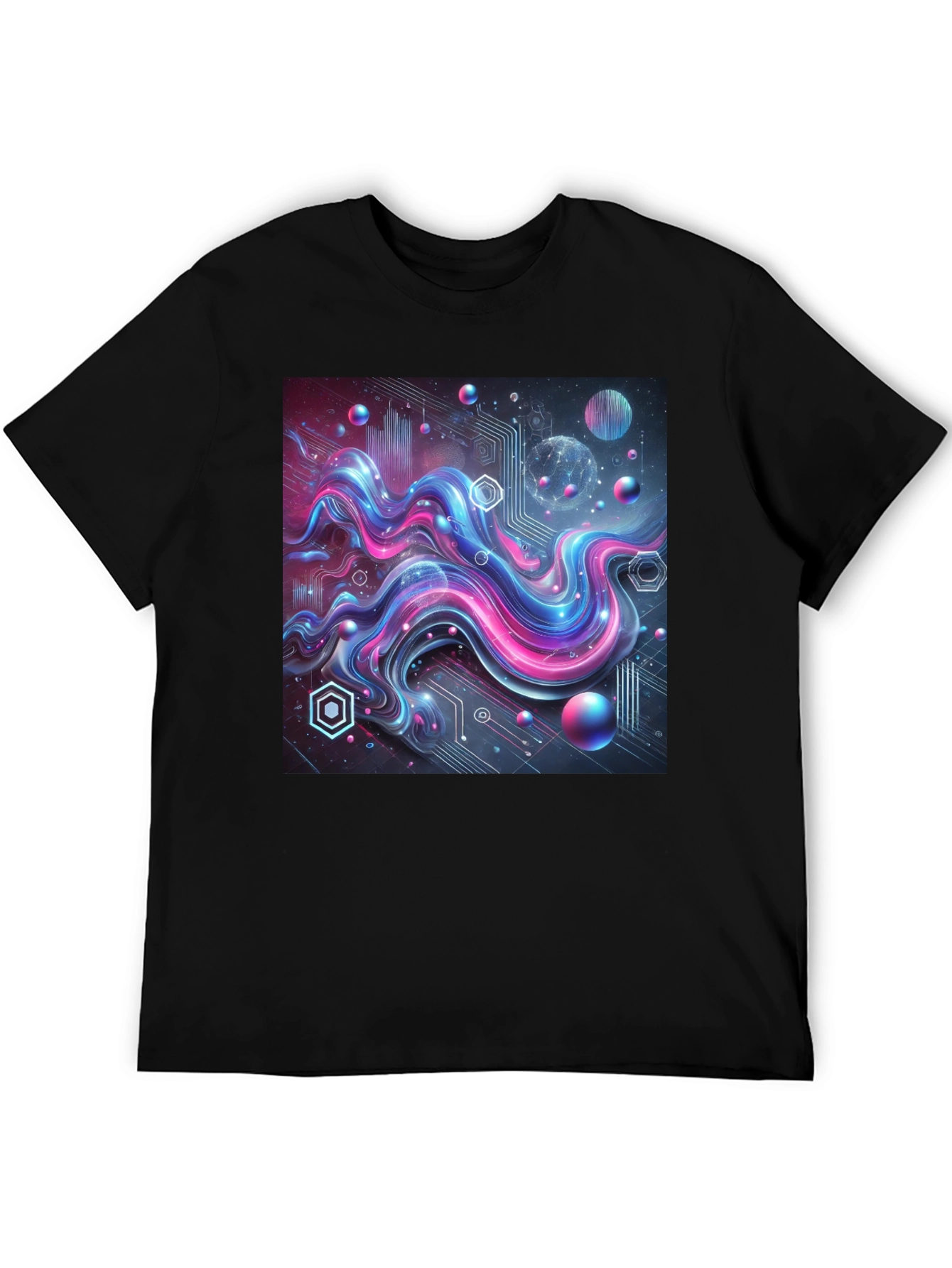 Tech Wave Graphic Tee - Mens Black T-Shirt