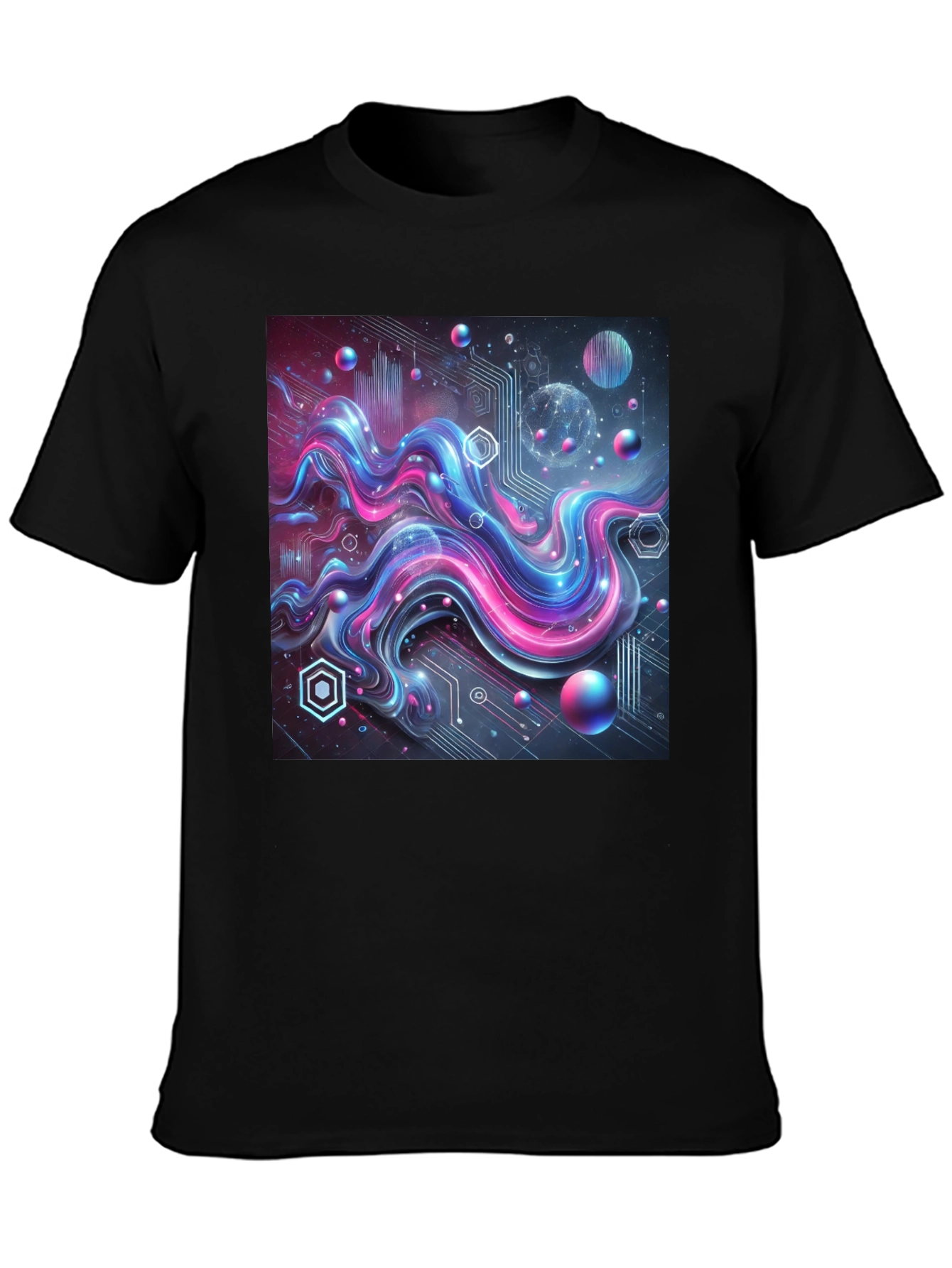 Tech Wave Graphic Tee - Mens Black T-Shirt