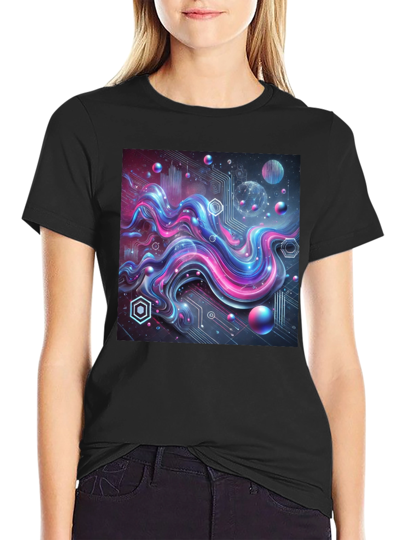 Tech Wave Graphic Tee - Mens Black T-Shirt