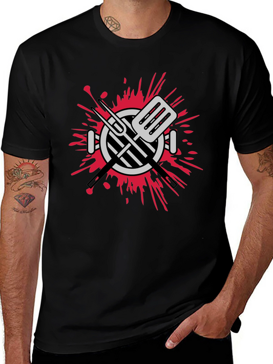 Grill Master T-Shirt - BBQ Spatula & Fork Graphic Tee