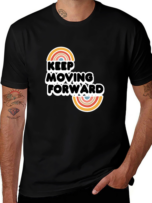 Keep Moving Forward Graphic Tee - Trendy Rainbow Design