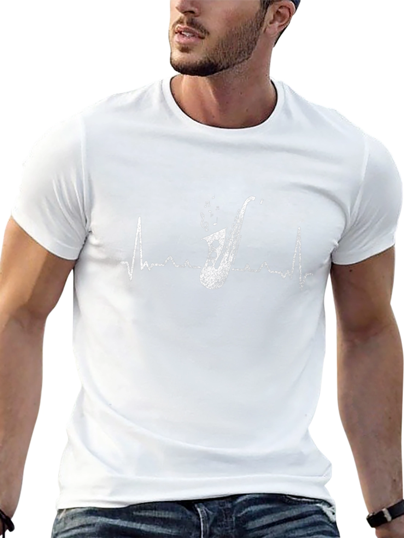 Saxophone Heartbeat Graphic Tee - Musicians Gift