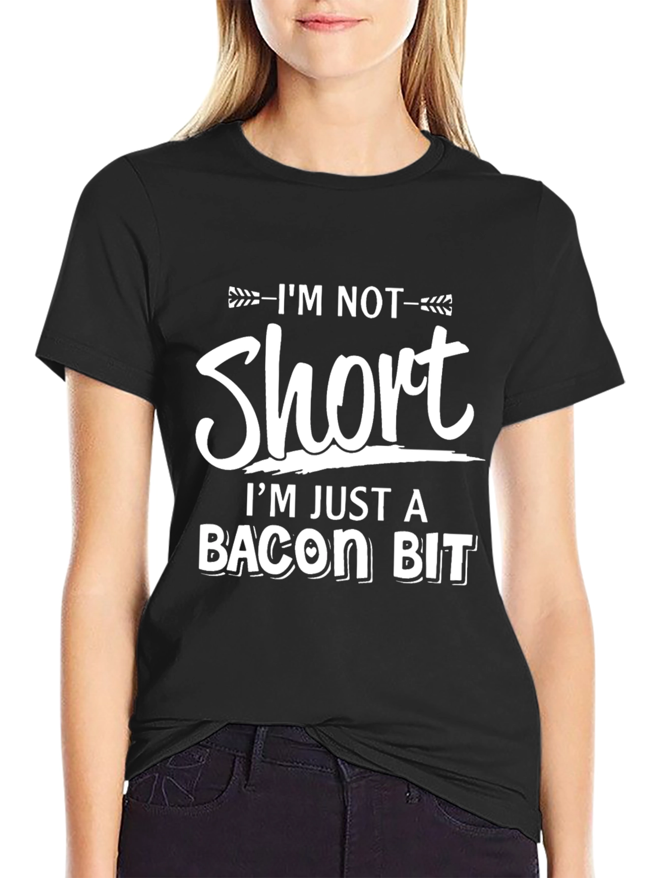 Funny Bacon Bit T-Shirt - Im Not Short