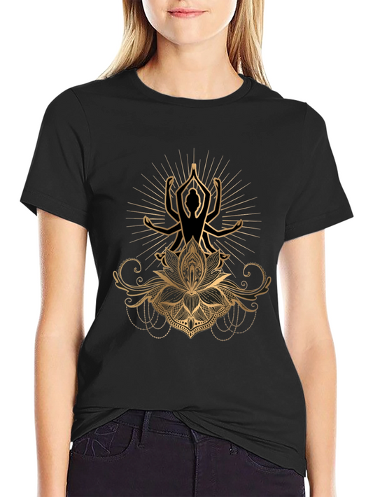 Lotus Yoga Graphic Tee - Premium Cotton Black T-Shirt