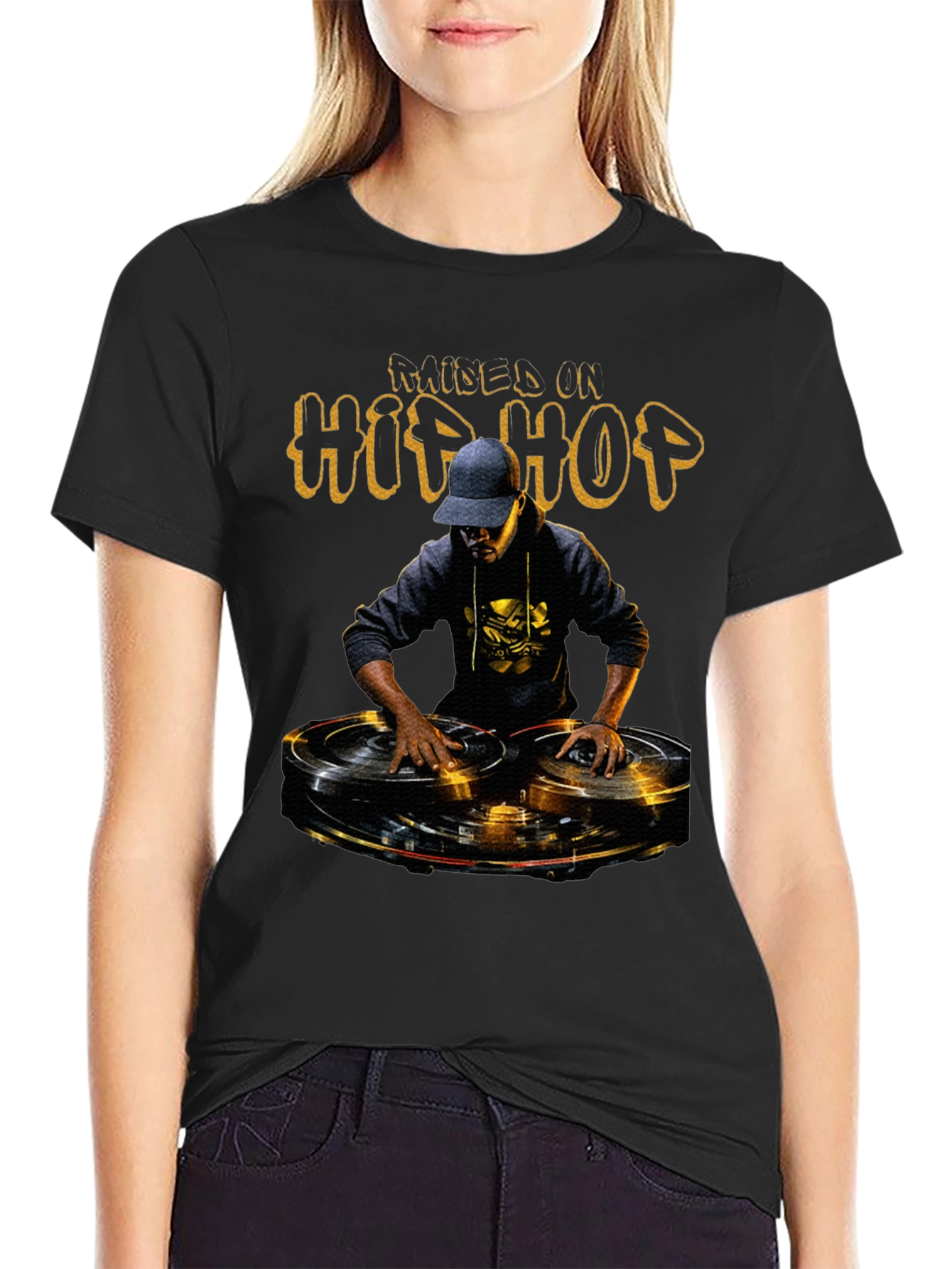 Raised In Hip Hop DJ Graphic Tee