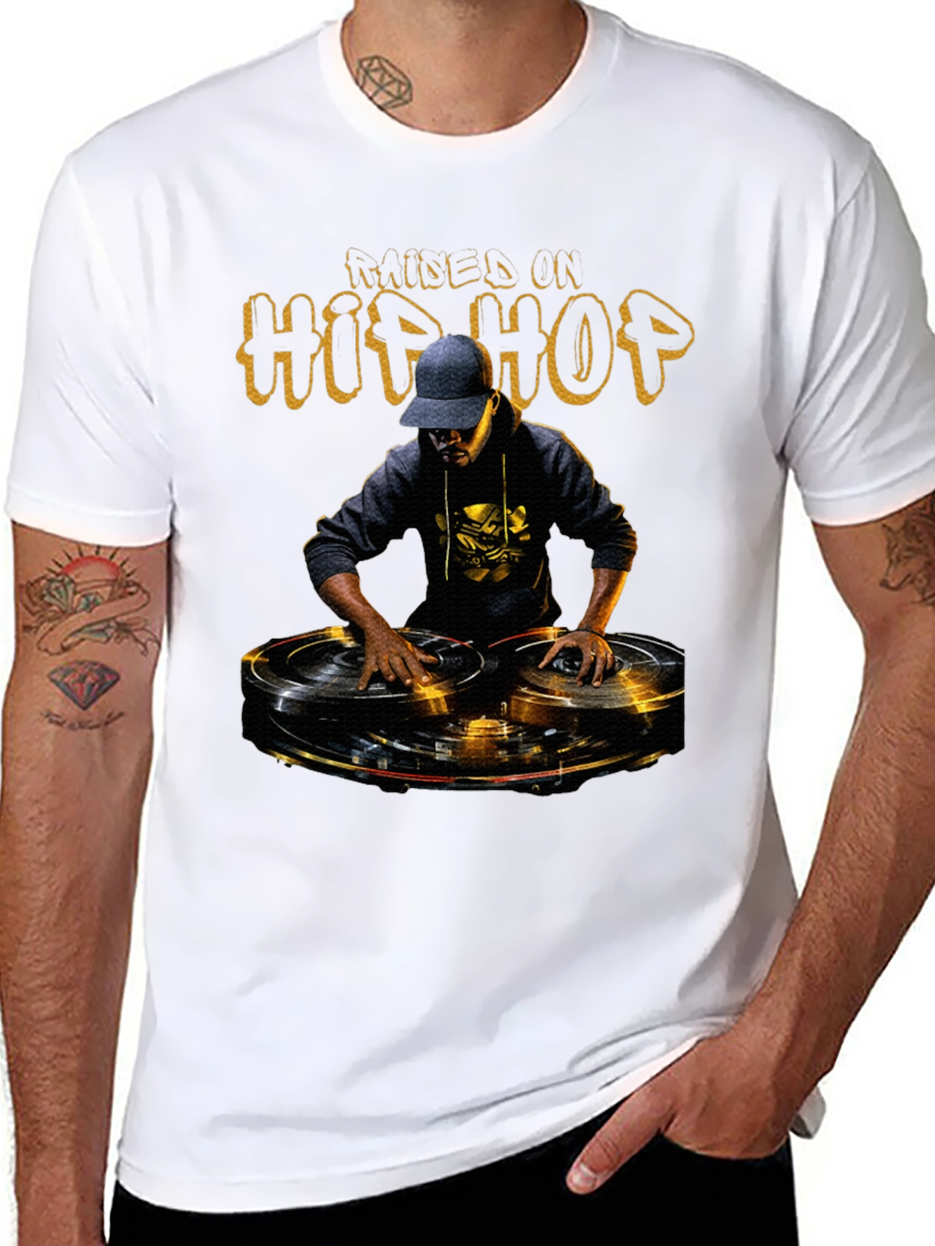 Raised In Hip Hop DJ Graphic Tee