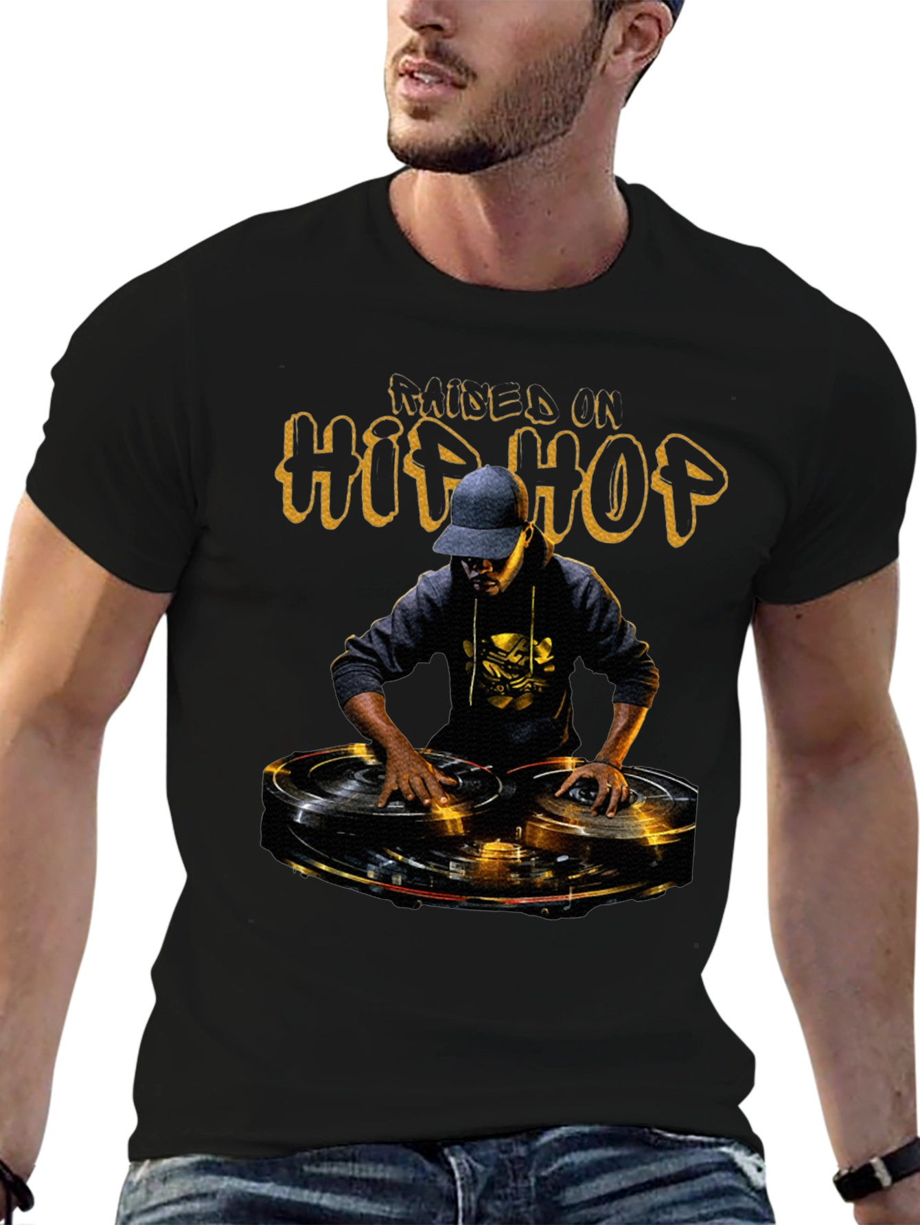 Raised In Hip Hop DJ Graphic Tee