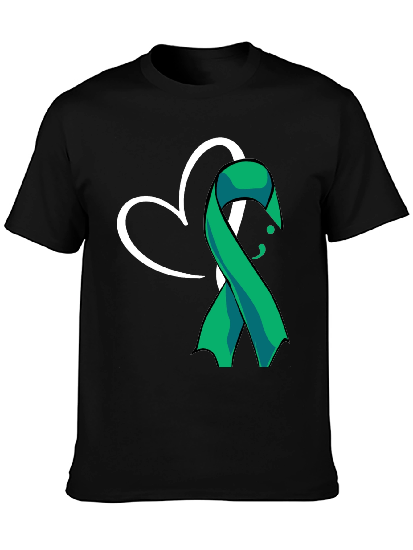 Semicolon Heart Ribbon Mental Health T-Shirt