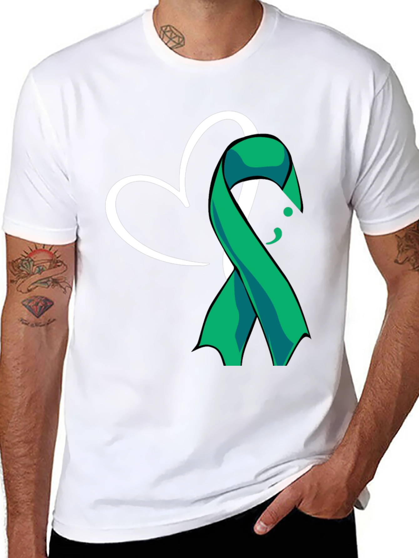 Semicolon Heart Ribbon Mental Health T-Shirt
