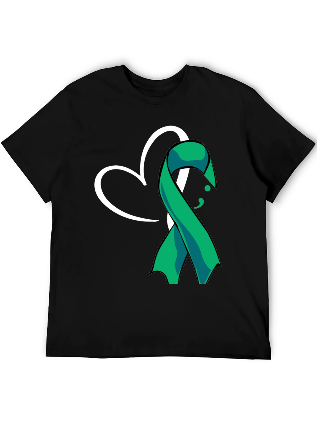 Semicolon Heart Ribbon Mental Health T-Shirt