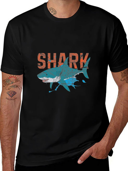Shark Graphic Print Crew Neck T-Shirt