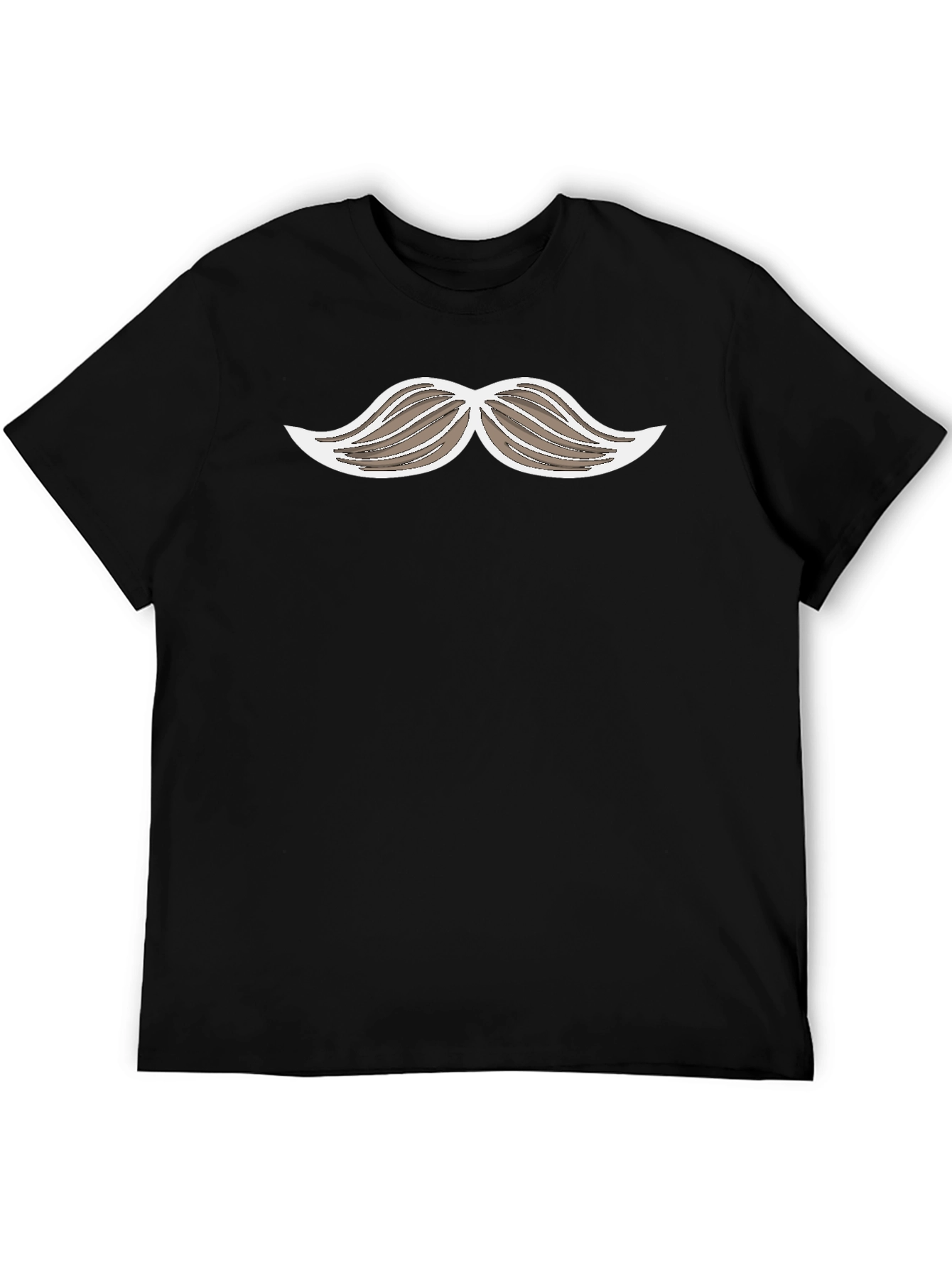 Funny Mustache Graphic Print Black T-Shirt