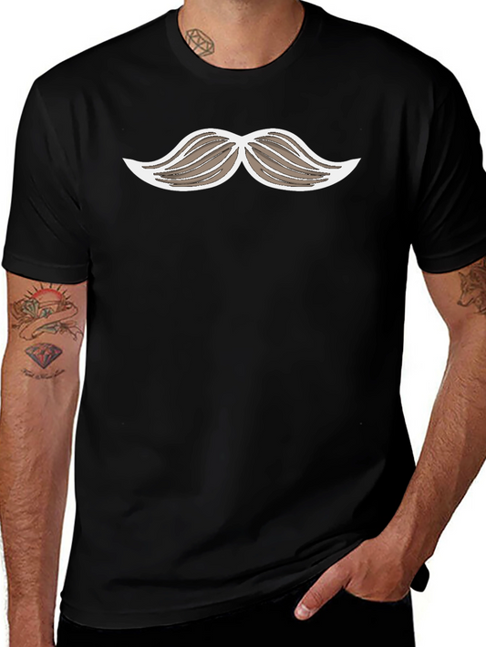 Funny Mustache Graphic Print Black T-Shirt
