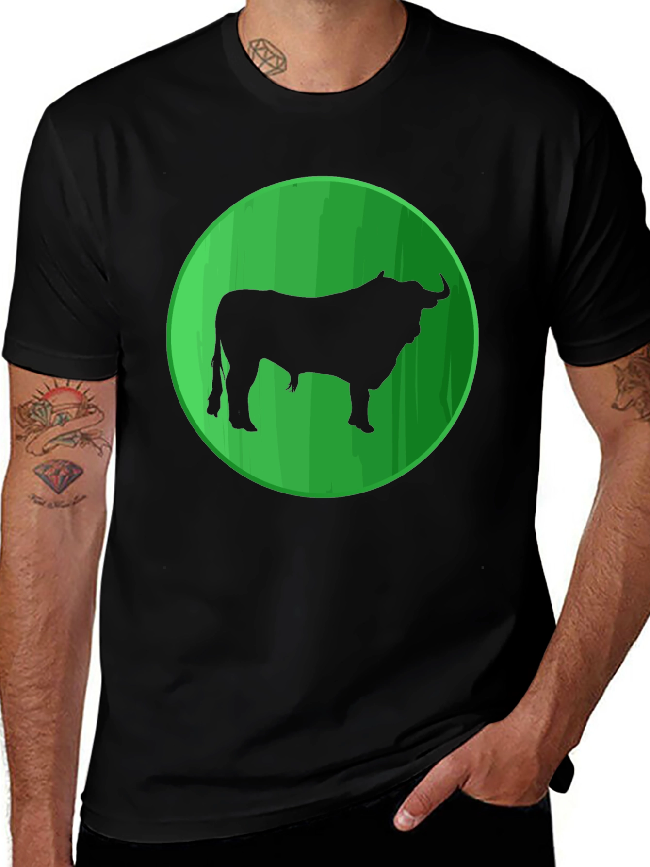 Bull Silhouette Graphic Tee - Mens Black T-Shirt