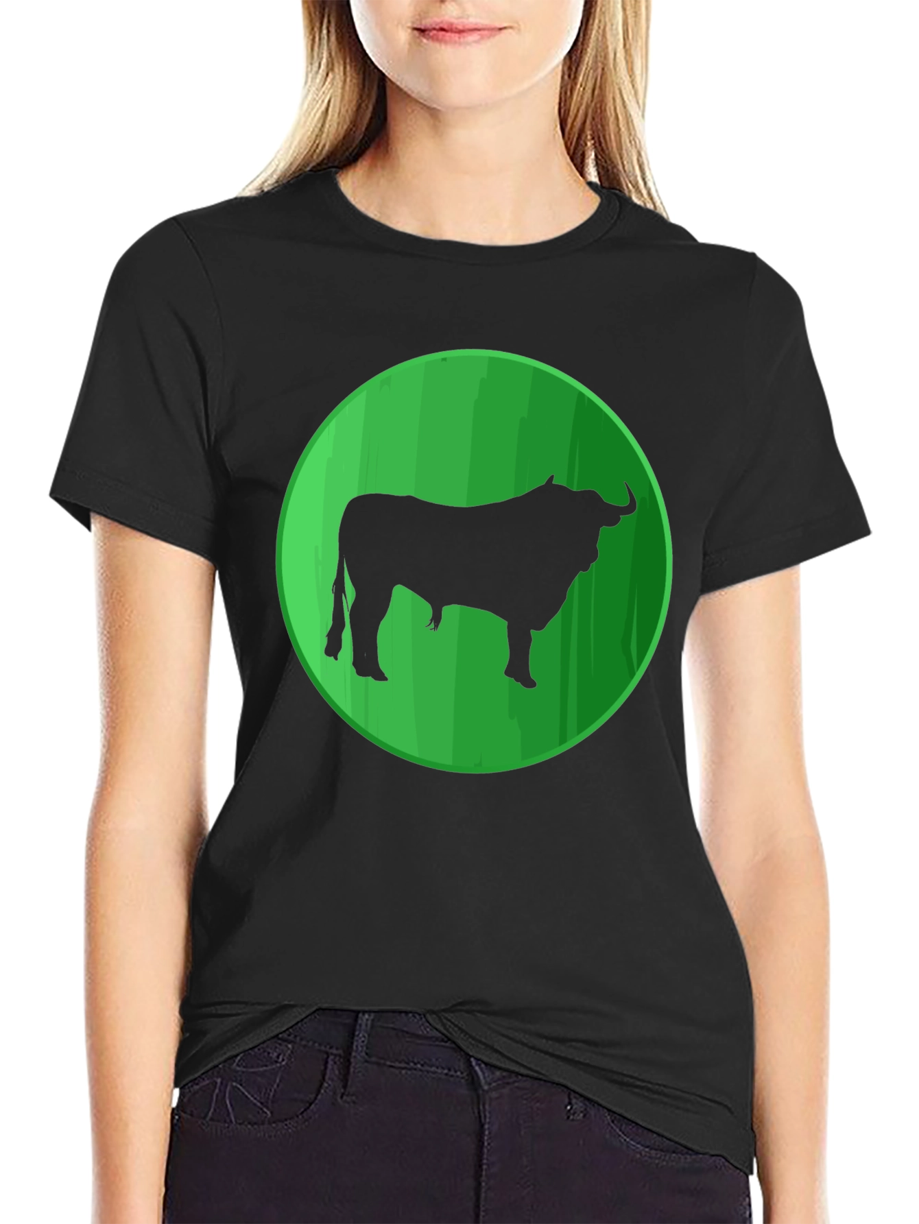 Bull Silhouette Graphic Tee - Mens Black T-Shirt
