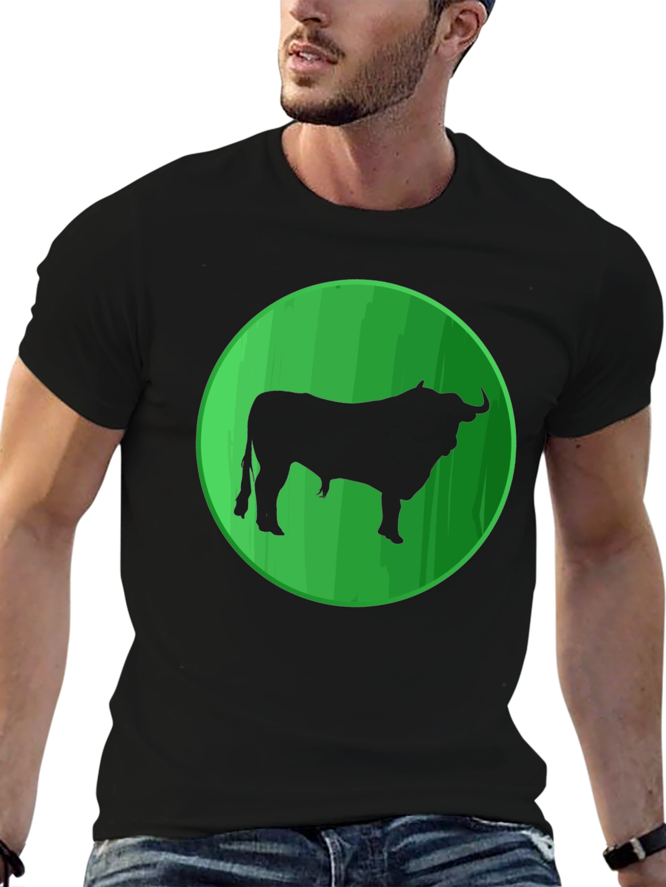 Bull Silhouette Graphic Tee - Mens Black T-Shirt