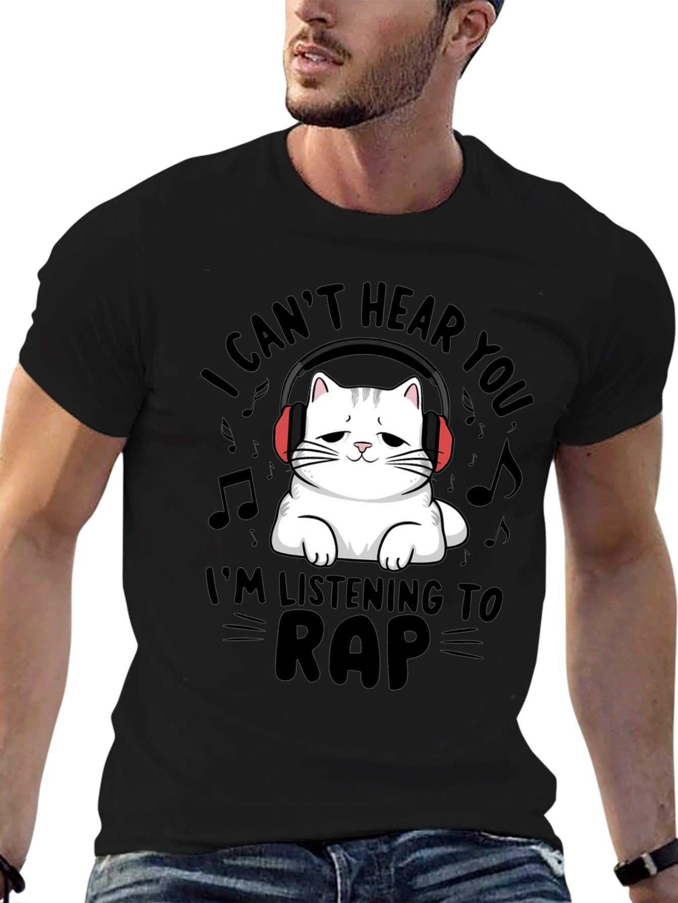 I Cant Hear You Cat Rap Music T-Shirt