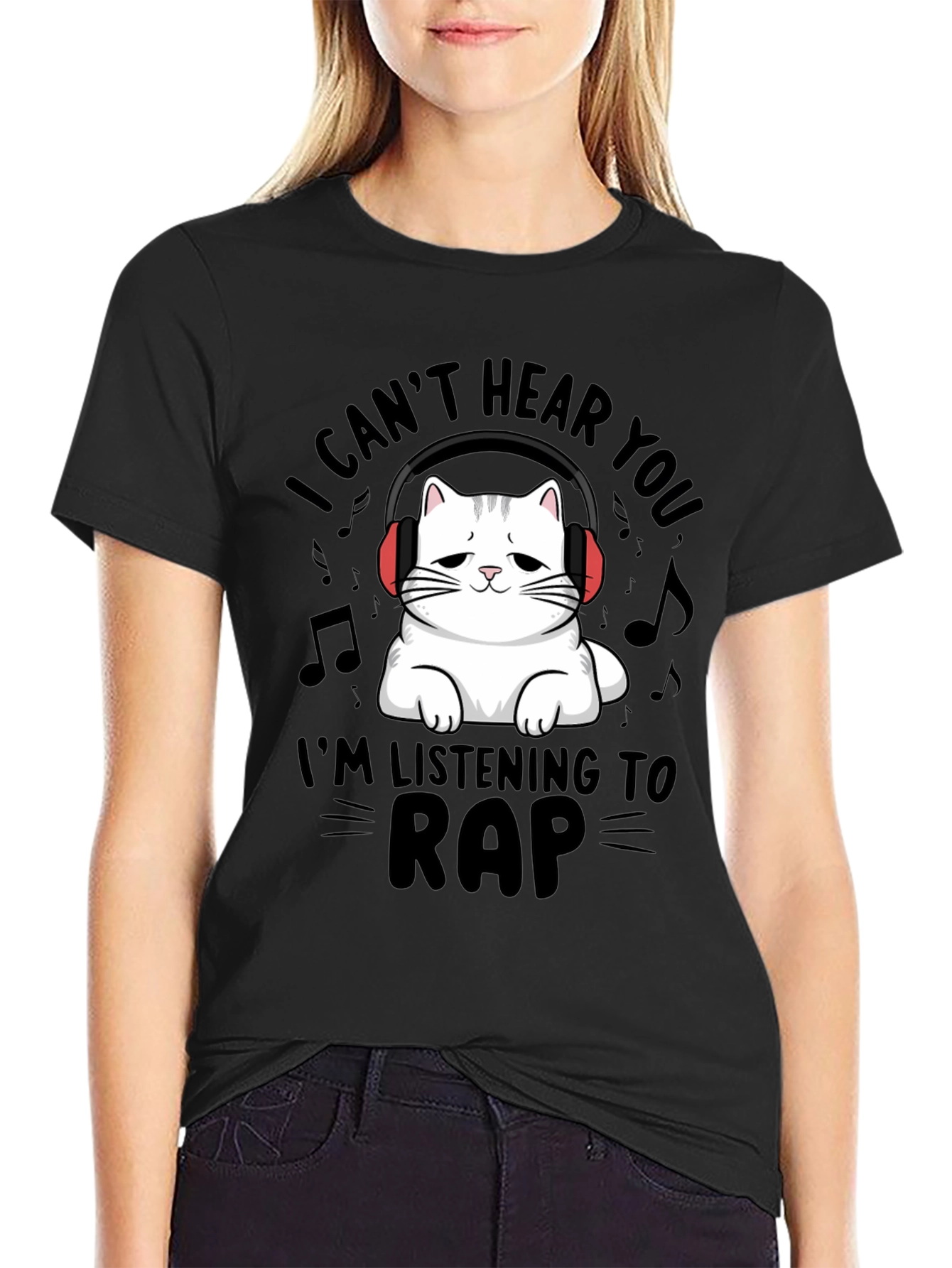 I Cant Hear You Cat Rap Music T-Shirt