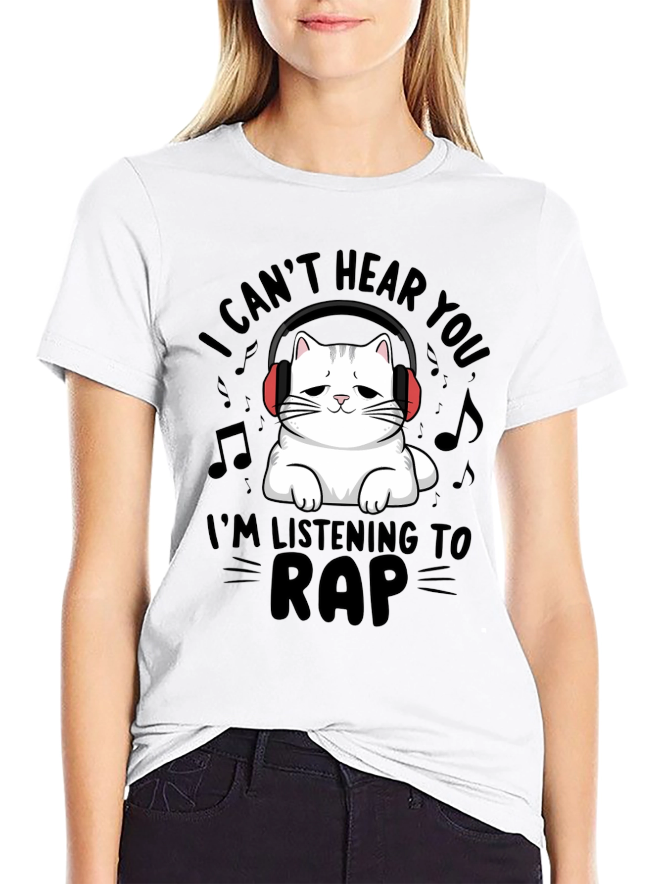 I Cant Hear You Cat Rap Music T-Shirt