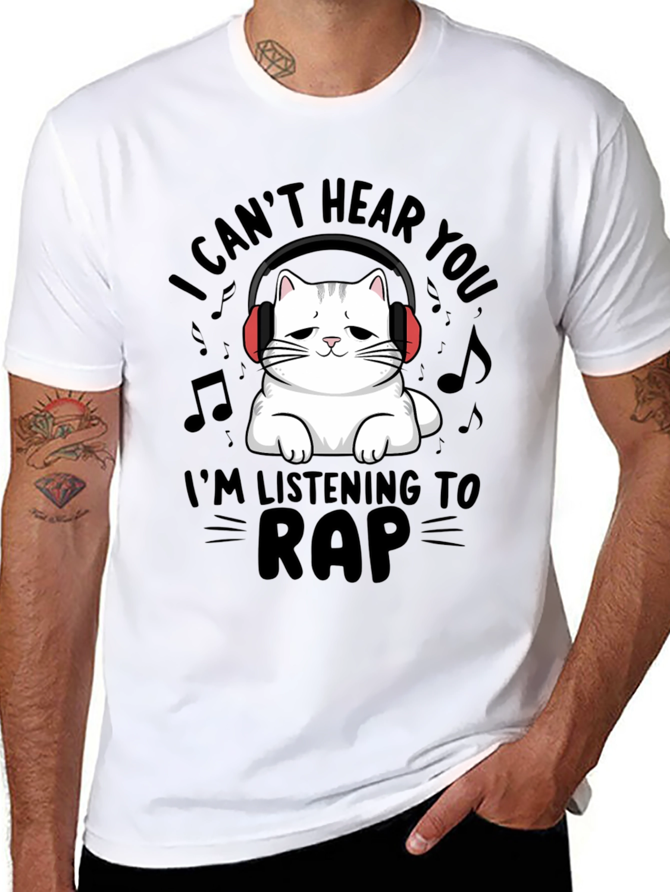 I Cant Hear You Cat Rap Music T-Shirt